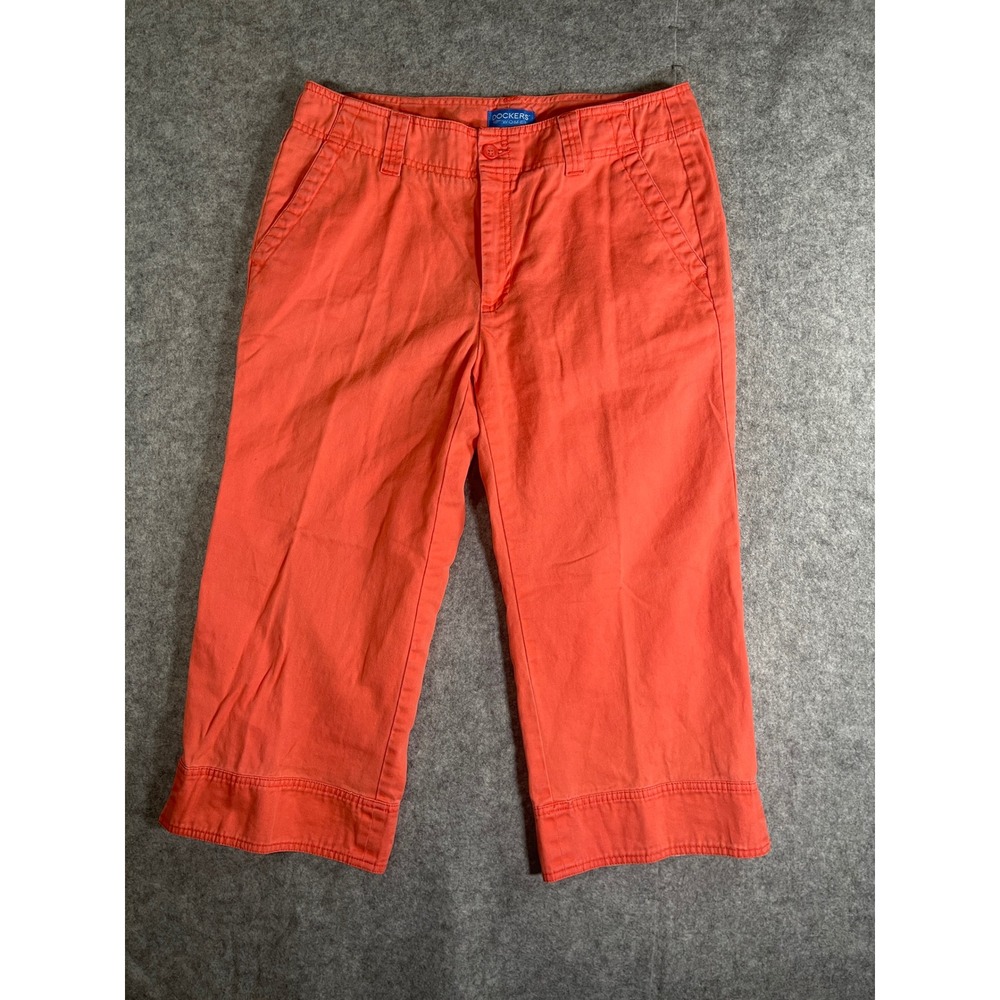 Dockers Women Coral Orange Cropped Capri Pants Mid Rise Size 12